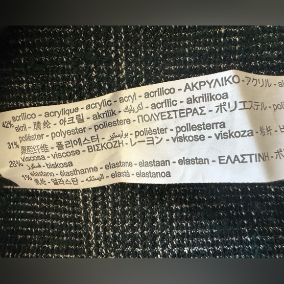 Zara Tweed Belted Fit & Flare Cropped Sleeve Mini Short Dress, Forest Green, Med - Picture 14 of 15